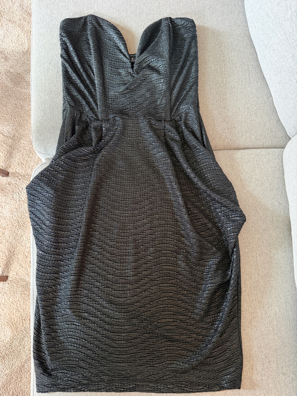 Symphony Black Strapless Textured Cocktail Dress